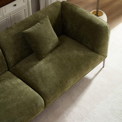 83" Mid-Century Modern Couch, Breathable Fabric Couch with Upholstered Cushions/Pillows, 3-Seat Sofas & Couches, for Living Room/Bedroom/Lobby/officee (Green)