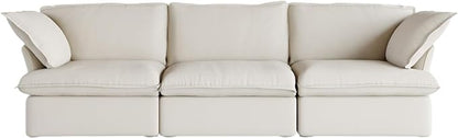 JACH 122.82" Cloud Couch Sectional for Living Room, Modular 3 Seats Sofas, Convertible Sectional Couches, Cushion Covers Removable, Two Corners and One Middle Sofa for Living Room (Beige)