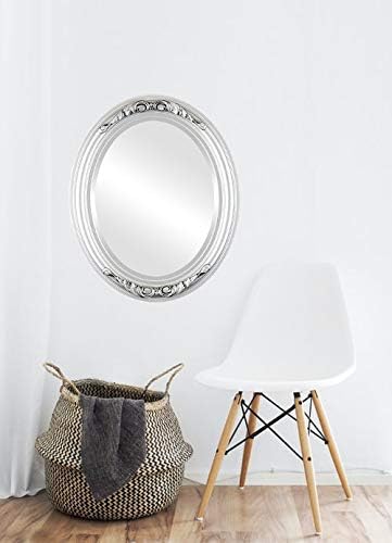 OVALCREST Oval Beveled Wall Mirror for Home Decor - Florence Style - Silver Spray - 34" x 24"