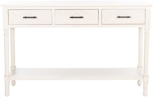 SAFAVIEH Home Collection Peyton Distressed White 3-Drawer Lower Shelf Console Table CNS5705A