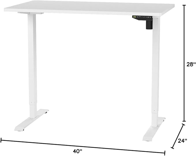 FLEXISPOT EN2 Whole-Piece Standing Desk with Clamp Power Strip, 40 x 24 Electric Stand Up Height Adjustable Desk with Cable Management (White Frame + 40" White Top)