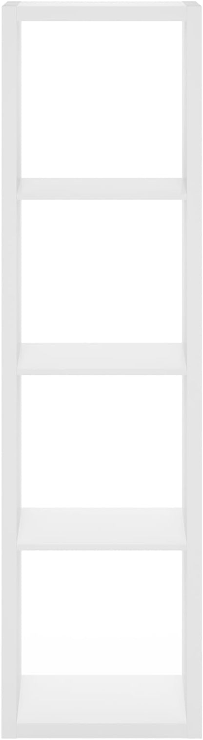 Furinno Cubicle Book Shelf, 4-Cube Vertical Thick Frame Bookshelf, Horizontally & Vertically Reversible Bookcase with Open Back, 14.6 x 15.9 x 58, for Living Room, Bedroom, Home Office, White