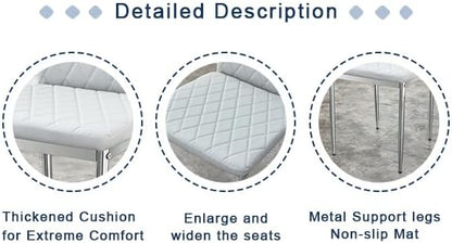 JT Modern Minimalist Dining Chair Fireproof Leather Sprayed Metal Pipe Diamond Grid Pattern Restaurant Home Conference Chair Set of 4 Or 6 (8, Grey)