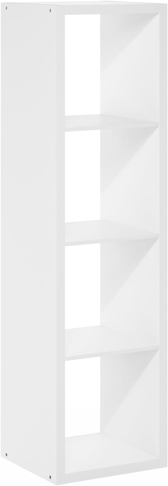 Furinno Cubicle Book Shelf, 4-Cube Vertical Thick Frame Bookshelf, Horizontally & Vertically Reversible Bookcase with Open Back, 14.6 x 15.9 x 58, for Living Room, Bedroom, Home Office, White