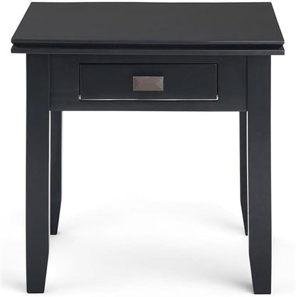 SIMPLIHOME Artisan SOLID WOOD 21 inch Wide Square Transitional End Side Table in Black for the Living Room and Bedroom