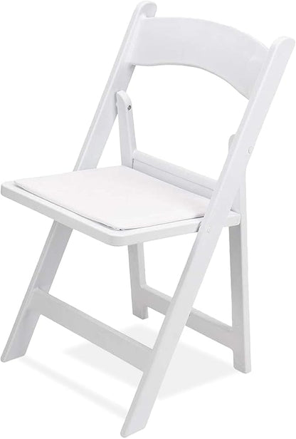 EventStable Titan PRO Resin White Indoor/Outdoor Lightweight Vinyl Padded Folding Chair for Weddings Parties Events - 50 Pack