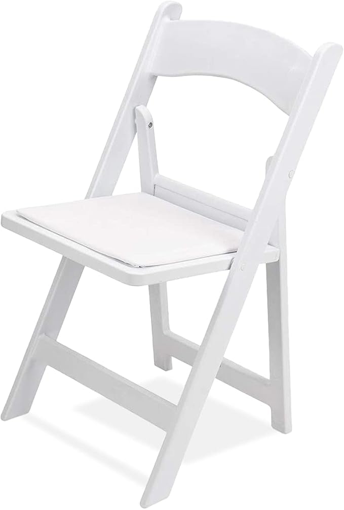 EventStable Titan PRO Resin White Indoor/Outdoor Lightweight Vinyl Padded Folding Chair for Weddings Parties Events - 4 Pack