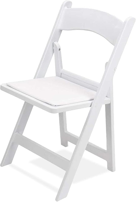 EventStable Titan PRO Resin White Indoor/Outdoor Lightweight Vinyl Padded Folding Chair for Weddings Parties Events - 4 Pack