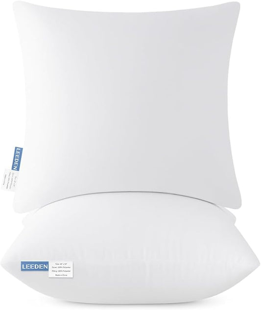 Leeden 26x26 Pillow Inserts, 26 Inch Decorative Throw Pillow Inserts, Soft Fluffy Square Throw Pillows for Couch, Sofa, Bed, and Home Decor White Pillows Pack of 2