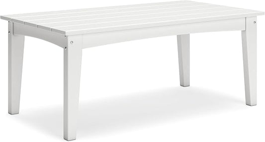 Signature Design by Ashley Hyland Wave Modern Weather Resistant HDPE Outdoor Coffee Table, White