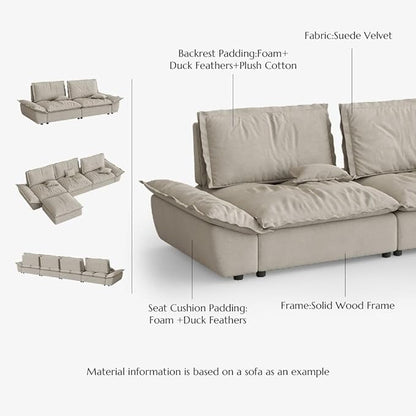 POVISON Oversized Modular Sectional Sailboat Sofa for Living Room with Adjustable Backrest Sectional Couches Large Deep Sofa Set 3 Seats Big with Ottoman Comfy Cloud Couch for House Office