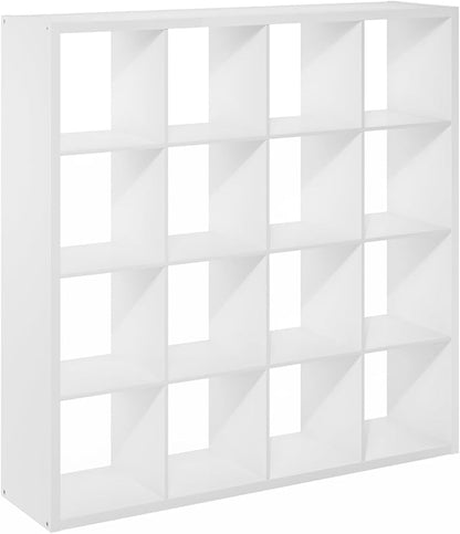 Furinno Cubicle Book Shelf, 16-Cube Thick Frame Bookshelf, Reversible Bookcase with Open Back, 14.6 x 57.8 x 58, for Living Room, Bedroom, Home Office, White