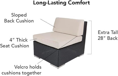 7-Piece Outdoor Patio Wicker Furniture Set, No-Assembly Sectional Sofa with Weather-Resistant Cushions, All-Weather Conversation Set (Supercrylic Turquoise)