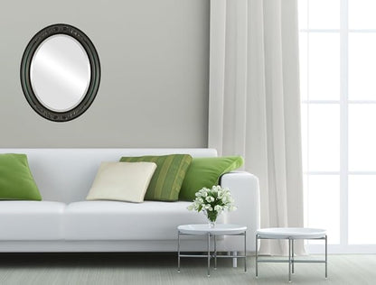 OVALCREST Oval Beveled Wall Mirror for Home Decor - Florence Style - Hunter Green - 28" x 22"
