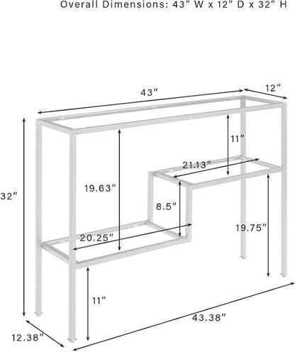 Crosley Furniture Sloane Sofa Console Table with Storage Shelves for Hall, Entryway, or Living Room, Gold