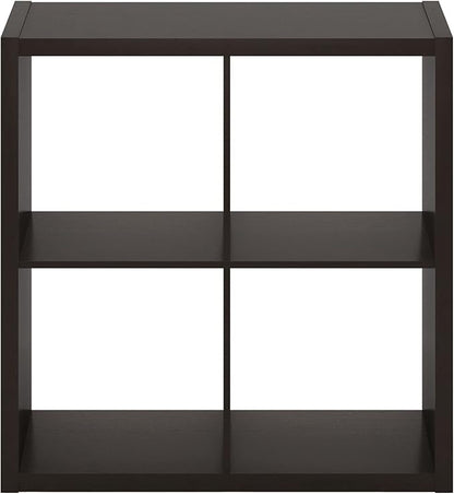 Furinno CUBICLE Book Shelf, 4-Cube Bookself, Thick Frame Bookcase with Reversible Open Back, 14.6 x 30 x 30, for Living Room, Bedroom, Home Office, Black Dark Oak