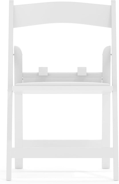 Flash Furniture HERCULES Kids White Resin Folding Chair with White Vinyl Padded Seat
