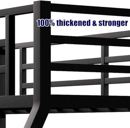 Latest Upgrade & Stronger Steel Twin XL Over Queen Bunk Bed, Heavy Duty Thickened More Rust-Proof Metal Bunk Queen Bed with Enhanced Legs & Slats (Easier Assembly)