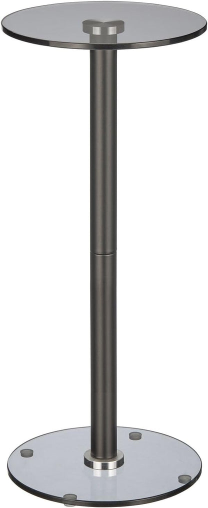 mDesign Glass Top Side/End Drink Table - Tall Modern Round Accent Metal Nightstand Furniture for Living Room, Dorm, Home Office, and Bedroom - 9" Round - Dark Smoke Gray/Black