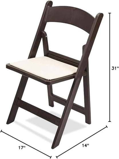EventStable Titan PRO Resin Folding Chair - Dark Brown Indoor/Outdoor Lightweight Folding Chair - Vinyl Padded Foldable Chair for Weddings Parties Events - 4 Pack