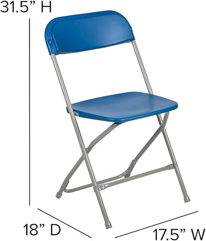 Flash Furniture Hercules Series Plastic Folding Chair - Blue - 650LB Weight Capacity Comfortable Event Chair - Lightweight Folding Chair