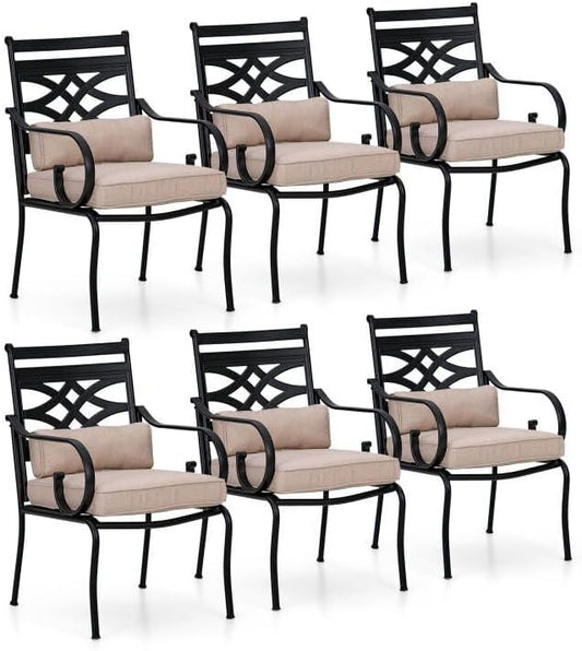 Sophia and William Patio Dining Chairs Set of 6, Outdoor Metal Armchairs, Outdoor Dining Chairs