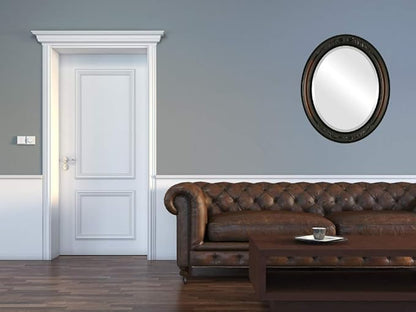 OVALCREST Oval Beveled Wall Mirror for Home Decor - Florence Style - Walnut - 24" x 20"