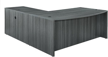 nbf signature series Modern Reversible L Shape Office Desk with Drawers - Ergonomic Computer Desk with Filing Cabinet Drawers - Ideal Executive Furniture - 71" W, Warm Ash Laminate