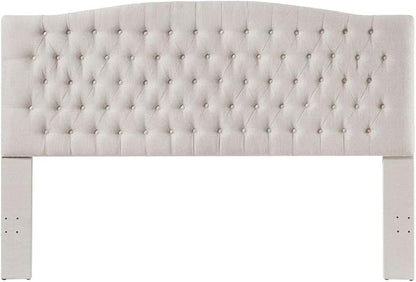24KF Upholstered Tufted Button Linen Fabric Headboard,Comfortable Fashional Headboard King/CA King Size,Ivory