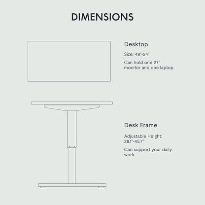 FLEXISPOT EN1 One-Piece Electric Standing Desk 48 x 24 Inches Seamless Seamless Desktop Height Adjustable Desk Stand Up Desks for Home Office (Silver Frame + Black Top, 2 Packages)