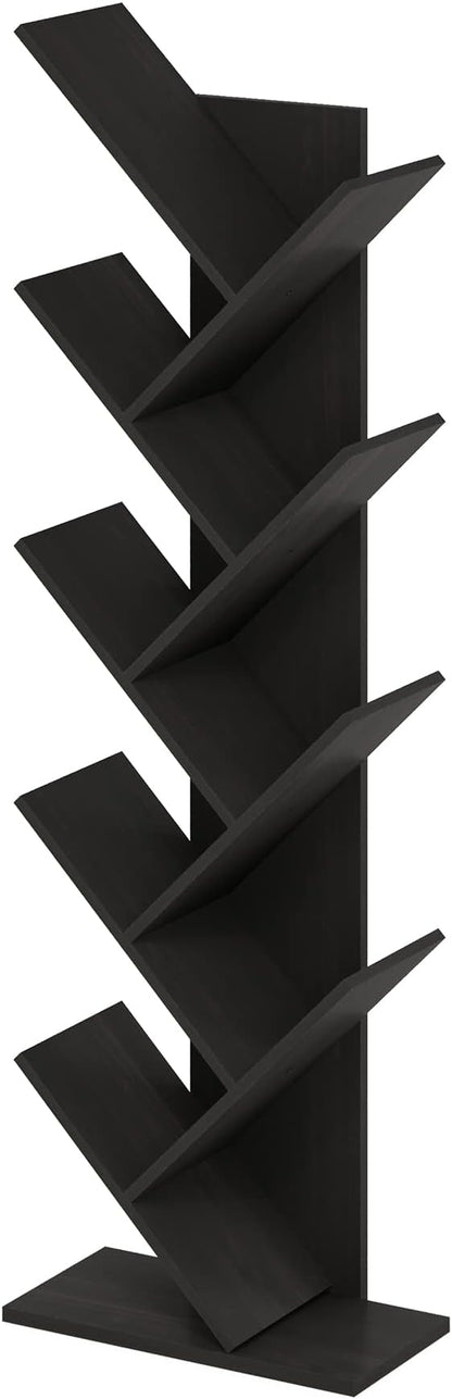 Furinno Bookshelf 9-Tier Floor Standing Tree Bookcase, Espresso