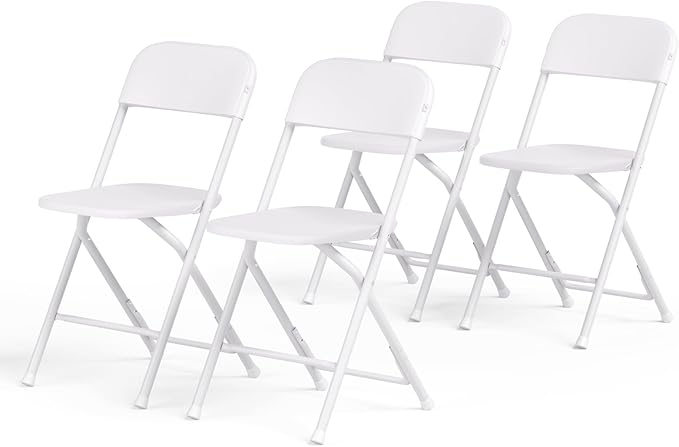 Magshion Plastic Folding Chairs 10 Pack White Foldable Dinning Chairs for Wedding Parties Event Outdoor Indoor Lightweight Chair 330lbs Capacity