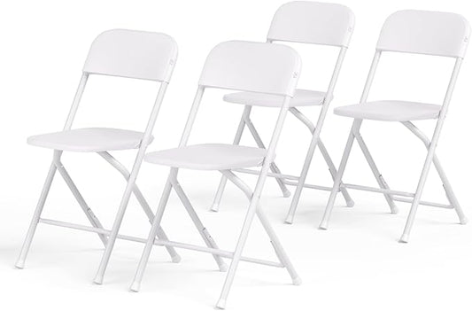 Magshion Plastic Folding Chairs 10 Pack White Foldable Dinning Chairs for Wedding Parties Event Outdoor Indoor Lightweight Chair 330lbs Capacity