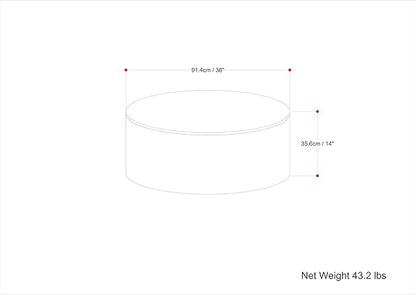 SIMPLIHOME Millbury Drum Coffee Table - 36 inch Wide Solid Mango Wood Round Living Room Table in Briarsmoke, Contemporary Cocktail Table for Family Room or Lounge with Large Surface, Assembled