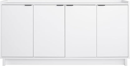 Prepac Simply Modern 4 Door Console Table with Storage, White Storage Cabinet with Doors and Shelves, Sideboard Storage Cabinet 60" W x 30" H x 16" D, WCBG-1820-1