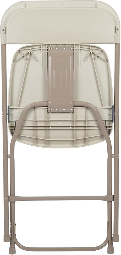 Flash Furniture Hercules Series Plastic Folding Chairs for Parties and Weddings, Stackable Commercial Event Seats, Set of 10, Beige