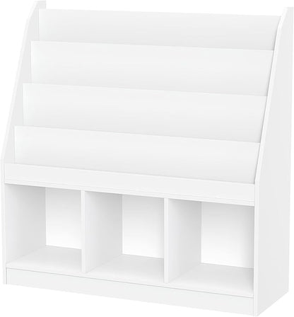 RiverRidge Kids 4 shelves Three Cubbies Bookrack, White (02-251), 11.81"D x 35"W x 36"H