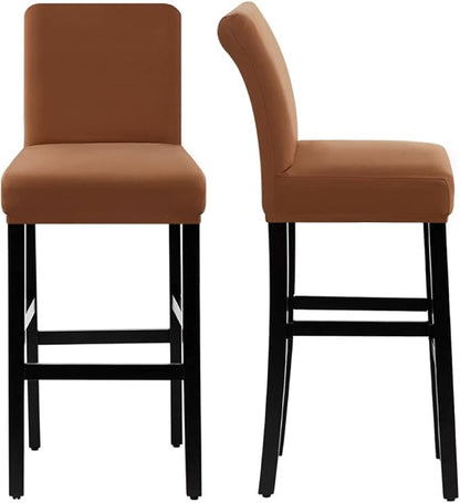 H.VERSAILTEX 100% Waterproof Bar Stool Cover Stretch Counter Stool Pub Chair Slipcover for Dining Room Removable Soft Thick Solid Fleece Fabric Bar Stool Slipcovers Set of 4, Camel