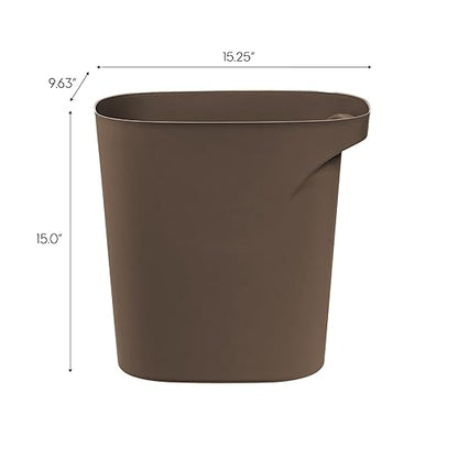 IRIS USA Small Trash Can Wastebasket with Handle, 6 Gallon / 24 Quart, 3-Pack, for Bathroom, Office, Bedroom, Under Sink, Kitchen, Garbage - Brown