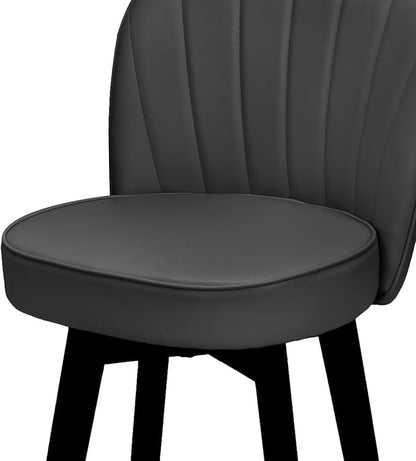 MINCETA Bar Stools Set of 4, PU Leather Barstools, 26 Inch Upholstered Counter Stools with Backrest and Footrest, Swivel Counter Height Barstools for Kitchen Island Home Bar Dark Gray