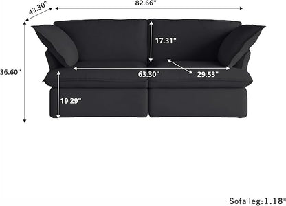 JACH Modern Couch for Living Room, Love Seat Modular Sectional Sofa, Cushion Covers Removable, Comfy Convertible Sectional Couches, Two Corners Sofa for Living Room Bedroom Office Apartment (Black)