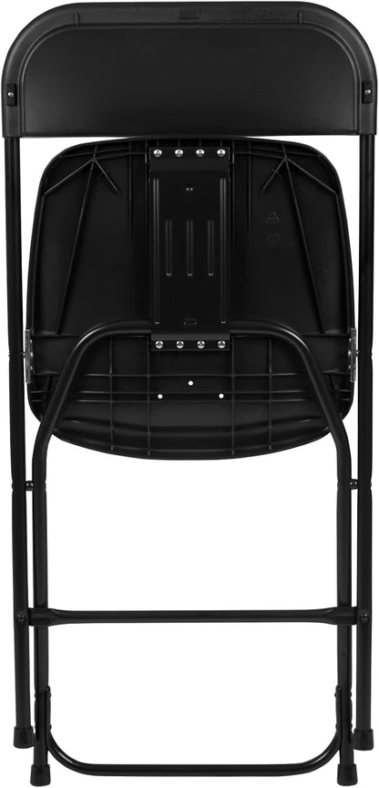 Flash Furniture Hercules Series Plastic Folding Chairs for Parties and Weddings, Stackable Commercial Event Seats with 650-lb. Static Weight Capacity, Set of 2, Black