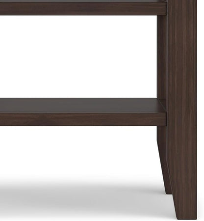 SIMPLIHOME Acadian SOLID WOOD 19 inch Wide Square Transitional End Table in Warm Walnut Brown for the Living Room and Bedroom