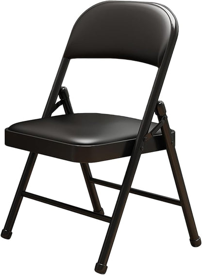 1 Pack Bulk Folding Chairs with Padded Cushion, Single Black Steel Metal Frame Foldable Chair for Indoor and Outdoor, Portable Stackable Commercial Seat for Bedroom Patio Party Event