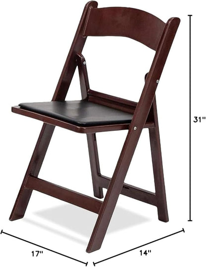 EventStable Titan PRO Resin Folding Chair - Mahogany Indoor/Outdoor Lightweight Folding Chair with Vinyl Padded for Weddings Parties Events - 50 Pack