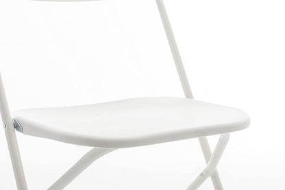 BTEXPERT Set of 4 Pack, White Plastic Folding Chair Steel Frame Commercial High Capacity Event Chair Lightweight Set for Office Wedding Party Picnic Kitchen Dining Church School