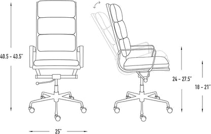 Laura Davidson Furniture SOHO II Tall Back Padded Management Chair (Brown)