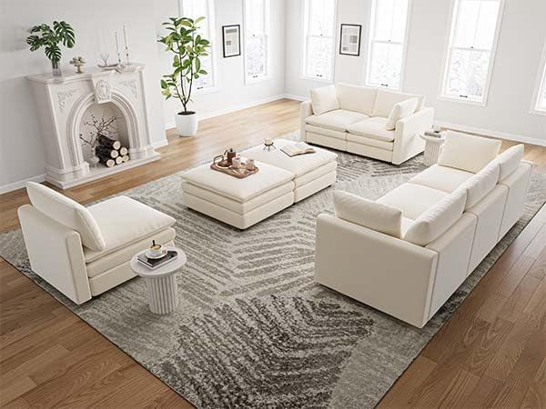 Txtin's Cloud Couches for Living Room L Shaped Sectional Couch with Ottoman Deep Plush 4 Seats Sofa Modern Sofa for Apartment