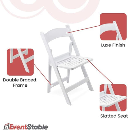 EventStable Titan PRO Resin Folding Chair - 4 Pack Slatted Seat for Weddings Parties Indoor/Outdoor Lightweight