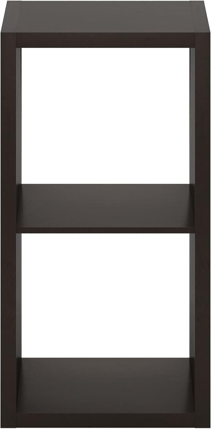 Furinno CUBICLE Book Shelf, 2-Cube Thick Frame Bookshelf, Horizontally & Vertically Reversible Bookcase with Open Back, 14.6 x 15.9 x 30, for Living Room, Bedroom, Home Office, Black Dark Oak